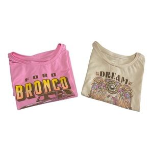 Wonder nation Girls Graphic Cropped T-Shirts - Pink and Cream size S 6-6X